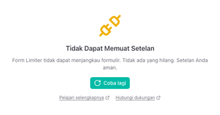 Panel "Tidak Dapat Memuat Setelan" dengan tombol Coba lagi